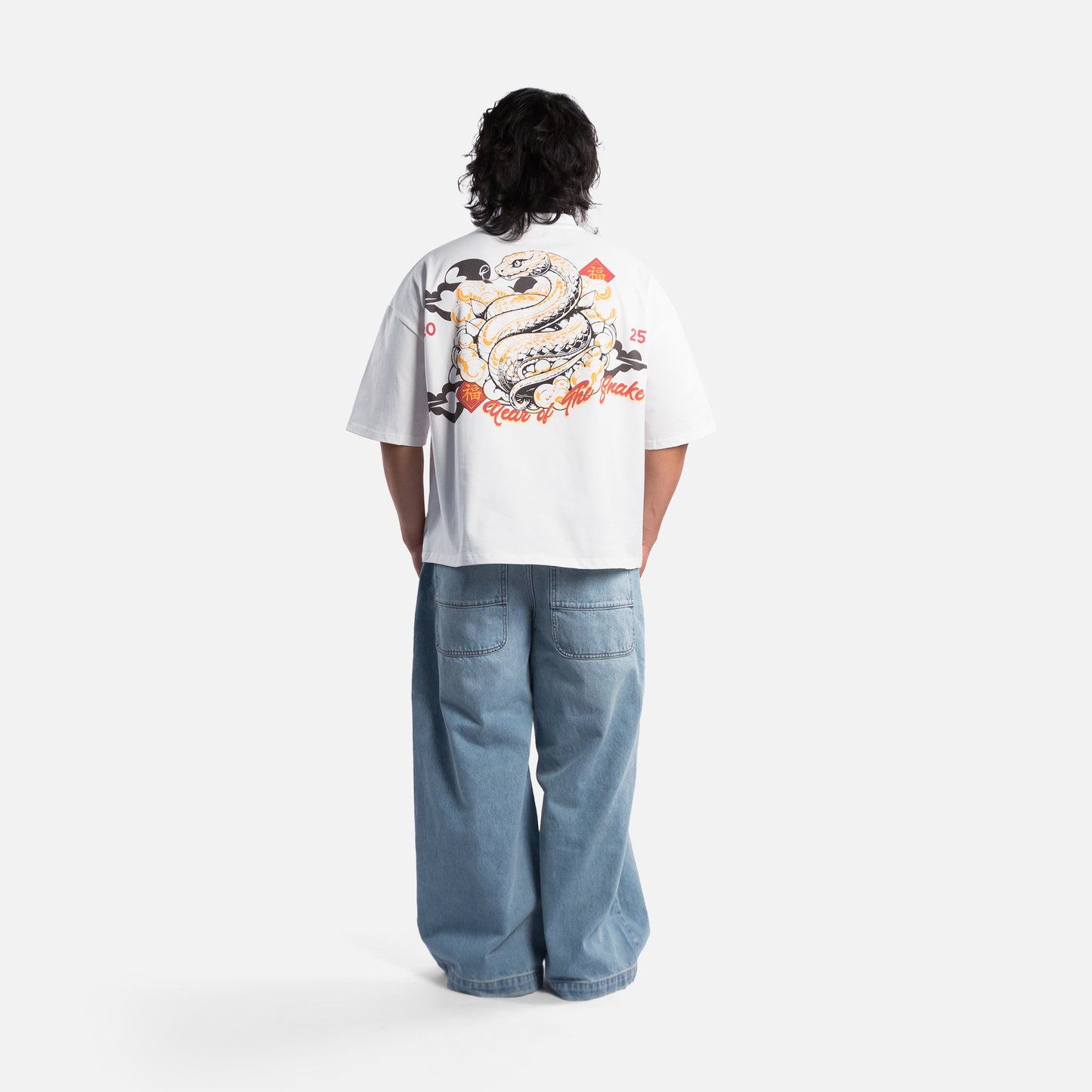 Year Of The Snake Tee - White (Oversized Boxy & Cropped Fit)