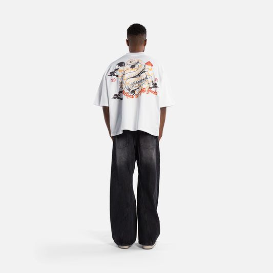 Year Of The Snake Tee - White (Oversized Boxy & Cropped Fit)