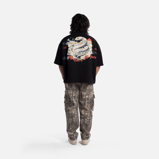 Year Of The Snake Tee - Black (Oversized Boxy & Cropped Fit)